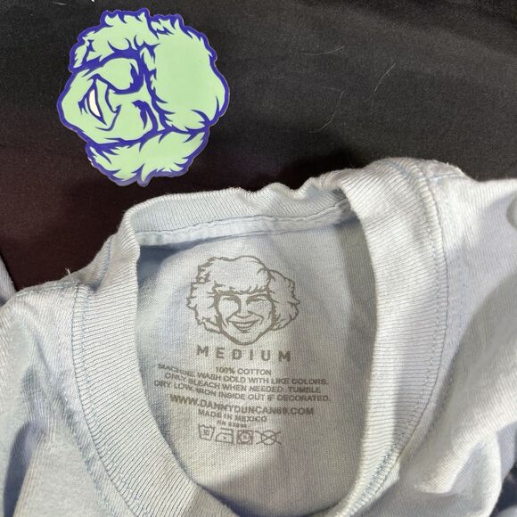 DANNY DUNCAN Summer 2019 Long Sleeve T-Shirt Light Blue Medium & Sticker - Picture 2 of 8
